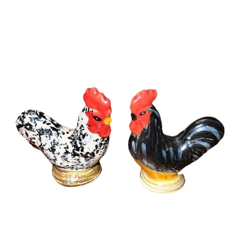 Vintage 1999 Enesco idb Rooster and Hen Figurines Set